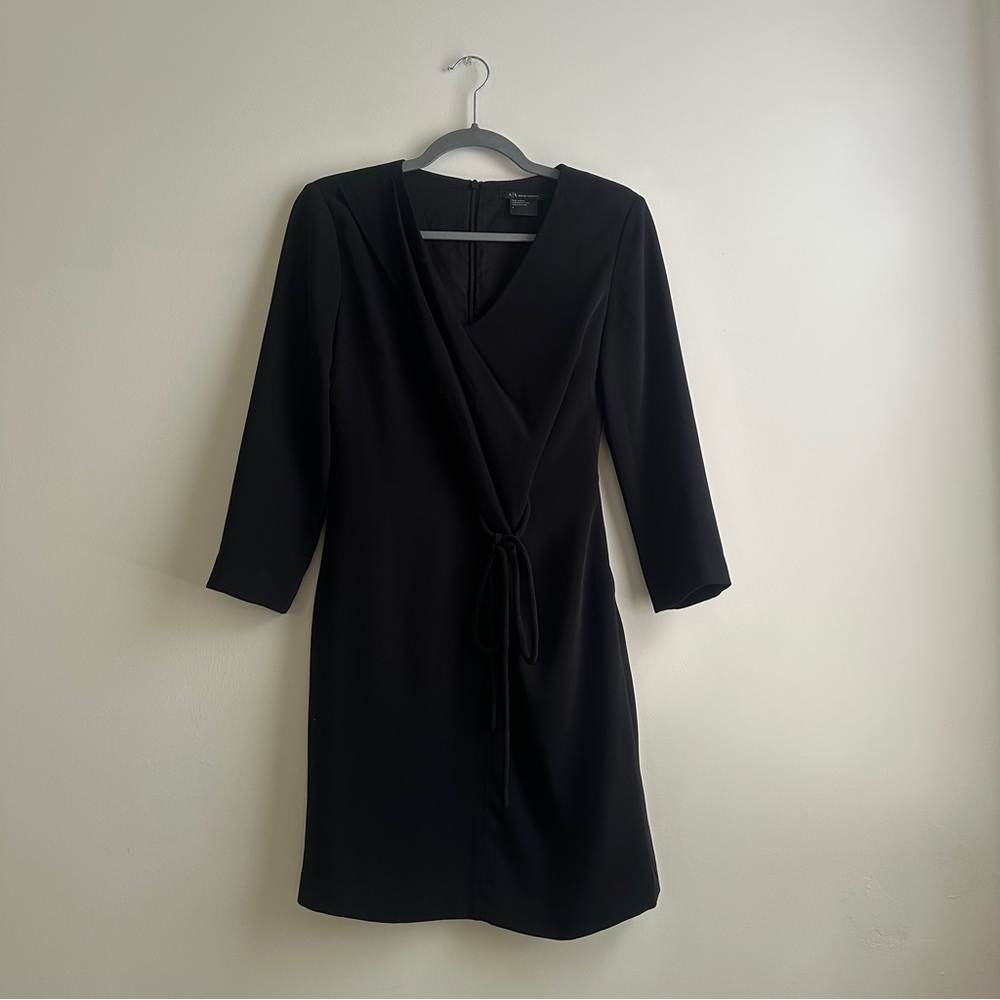 Armani Exchange LBD Black Wrap Dress V-Neck